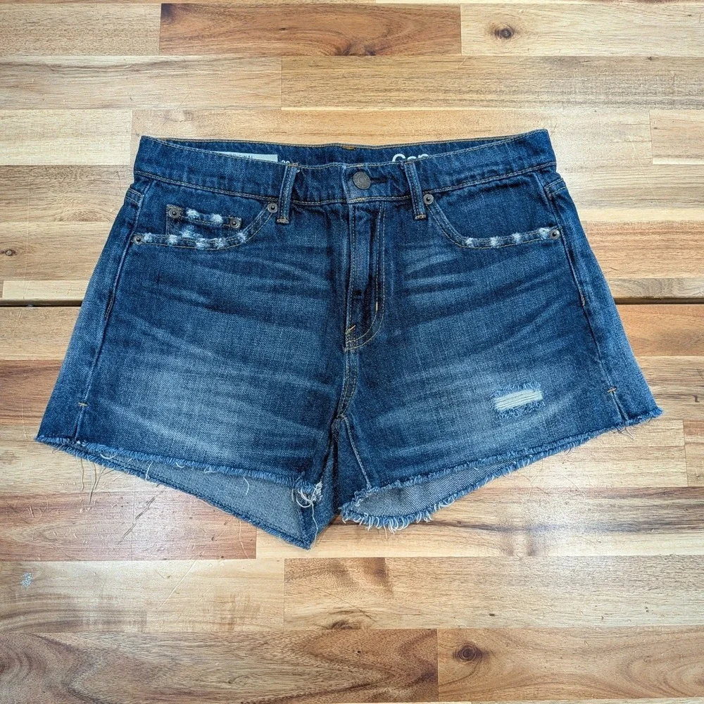 Gap 1969 Women's Denim Shorts Size 26 Medium Wash Distressed Y2K Festival Boho